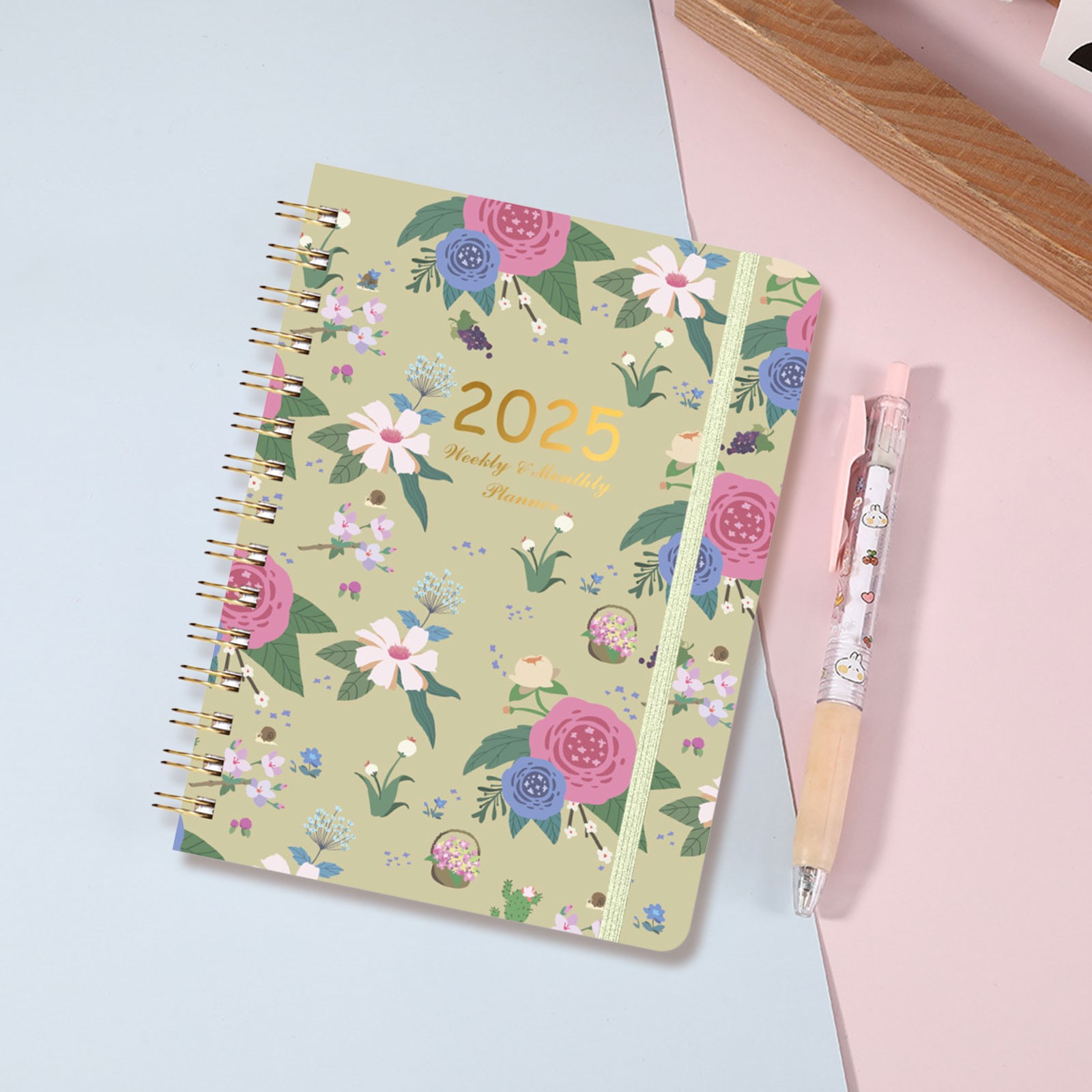Kpamnxio Book Clearance (Flowers in Full Bloom) 2025 Schedule Plan Punch Card Notebook A, 9.75*5.85*1.95 Inches, Weight:0.79 Lb, Work Tools, Study Tools